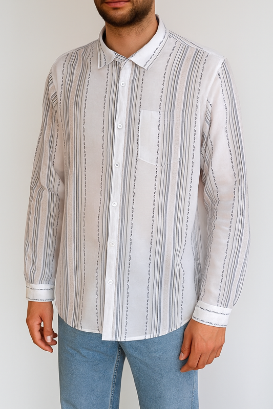 LINEN ORANGE STRIPES SHIRT
