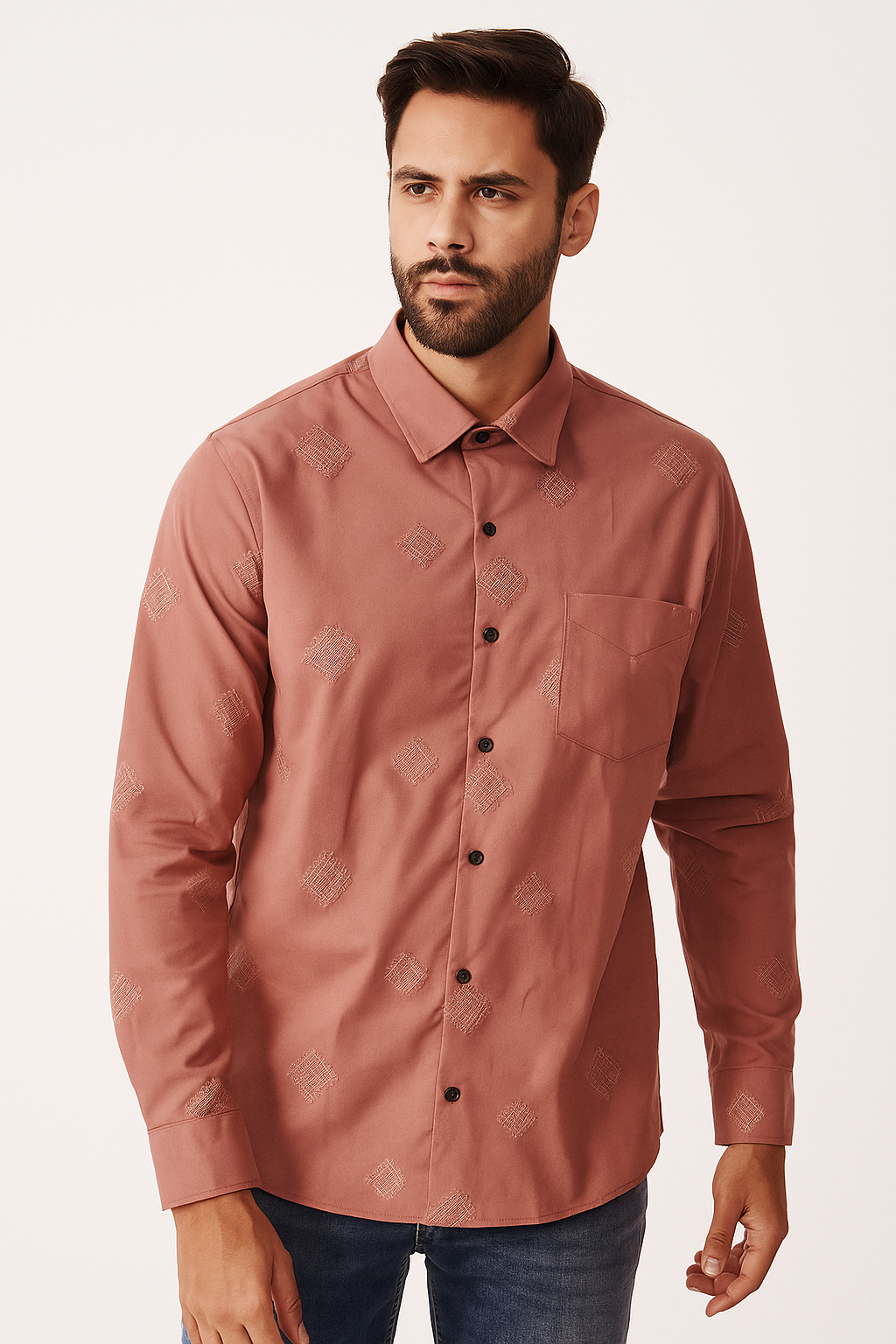 FORMAL EMBROIDERY DUSTY PINK SHIRT