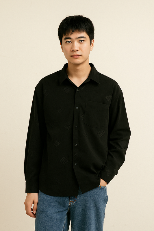FORMAL EMBROIDERY BLACK SHIRT