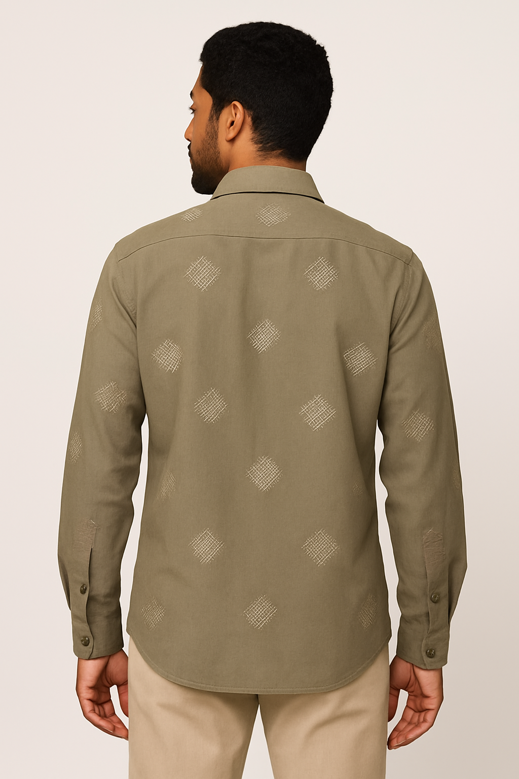 FORMAL EMBROIDERY OLIVE GREEN SHIRT