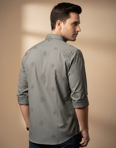 FORMAL EMBROIDERY GREY SHIRT