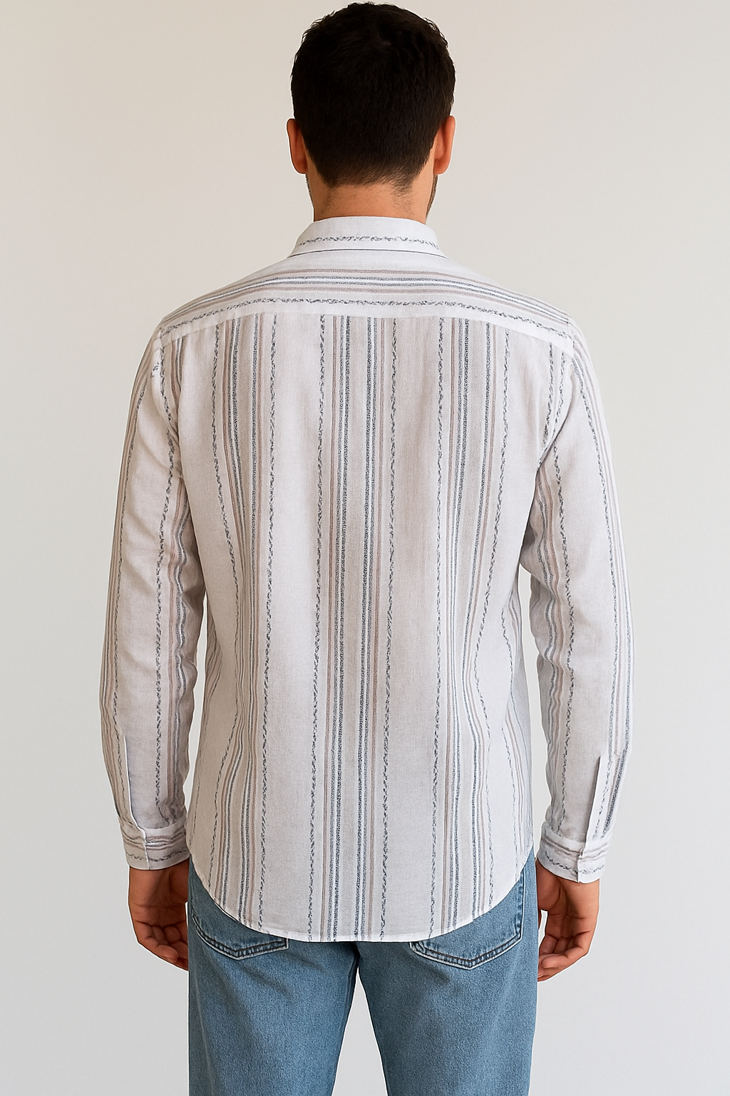 LINEN ORANGE STRIPES SHIRT